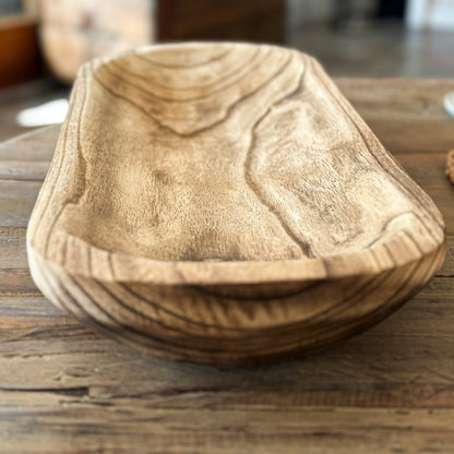 Ovales Holztablett "Ligno" von Wohnen auf dem Land, Naturholz, 50 cm, elegante Schale für Dekor und Servieren