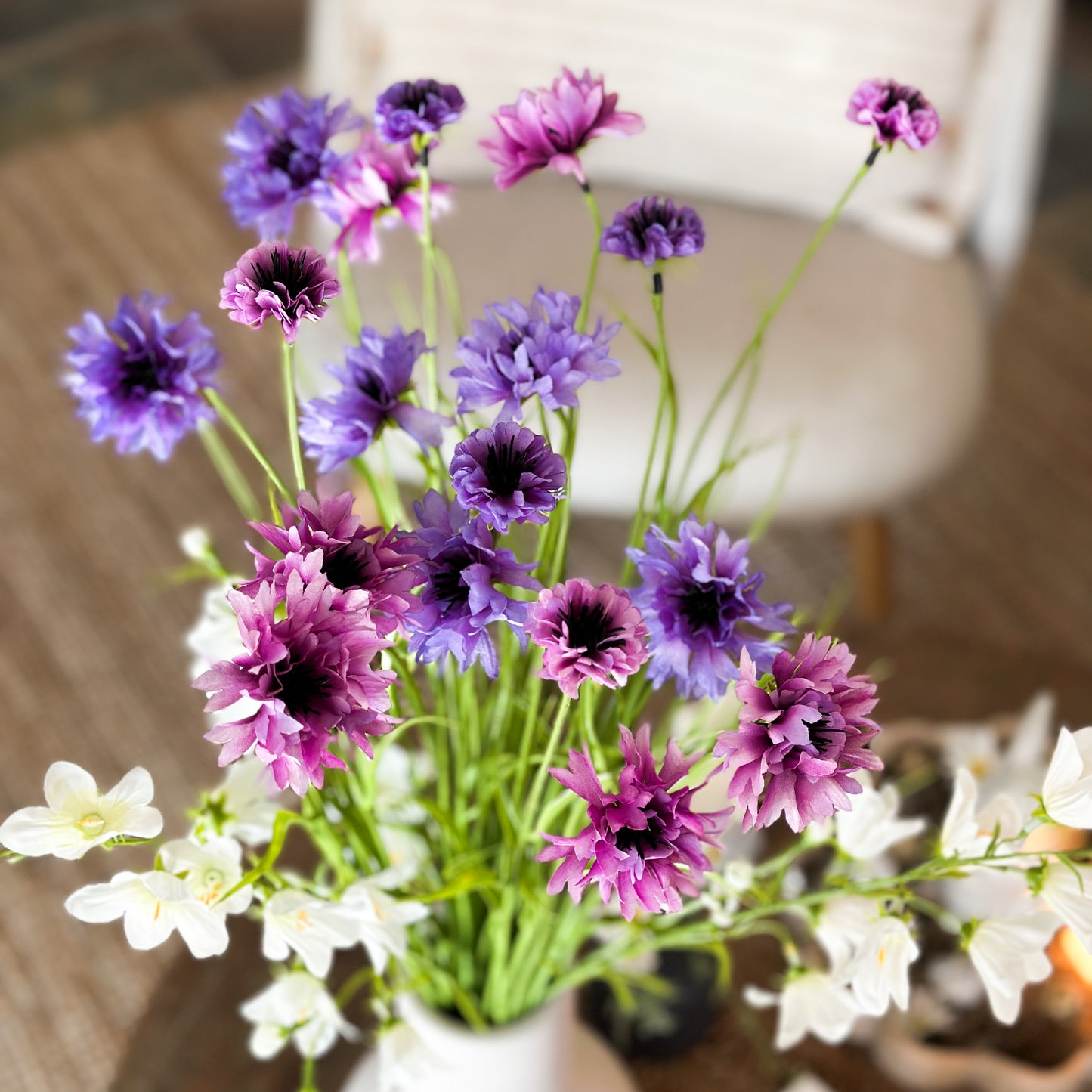 Künstlicher Blütenzweig Kornblume "Sommerhauch" von Wohnen auf dem Land, 70 cm, in 2 Farben, detailreiche Blume für Dekoration
