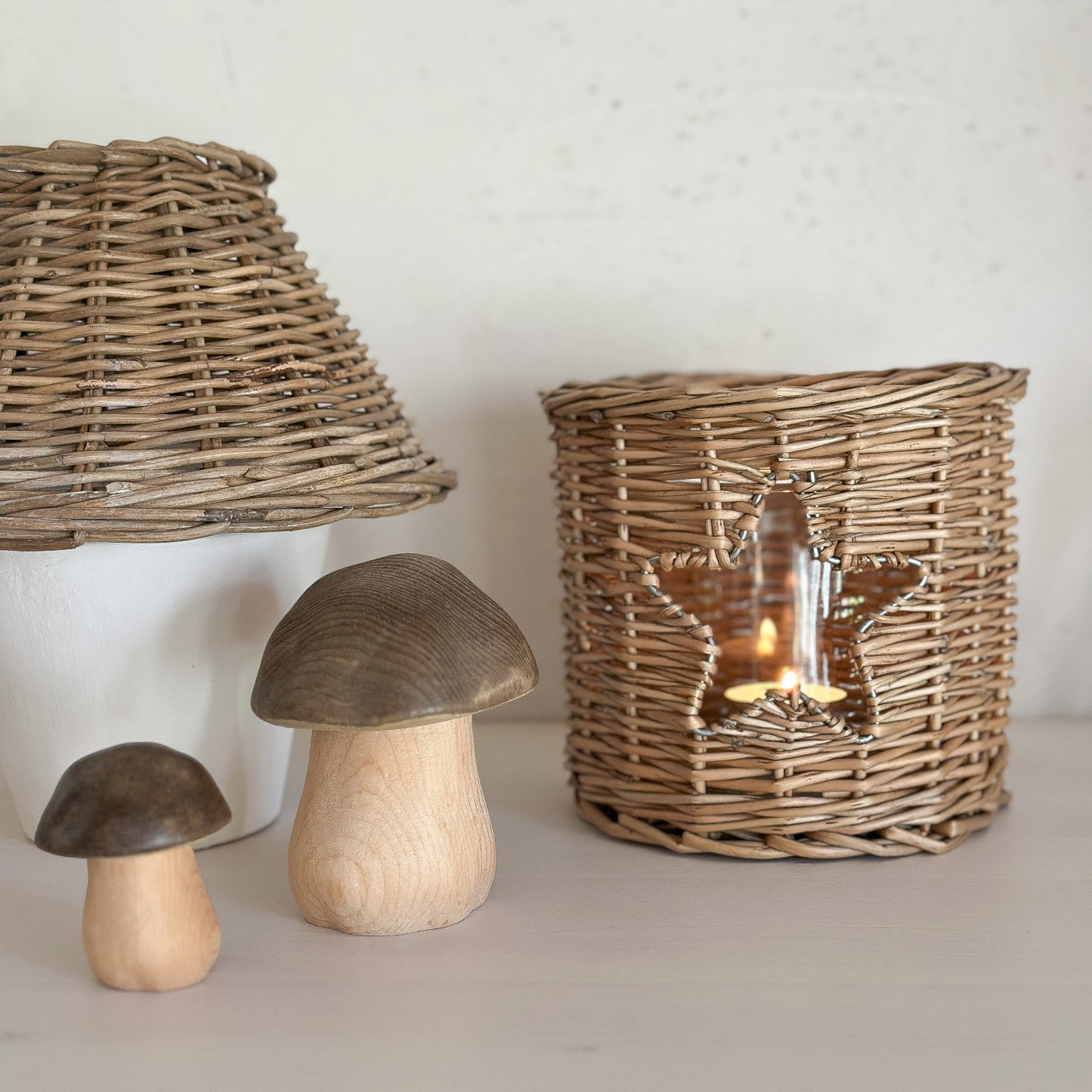 Kerzenhalter Windlicht "Stern" Rattan Natur 14cm