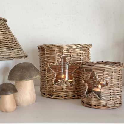 Kerzenhalter Windlicht "Stern" Rattan Natur 14cm