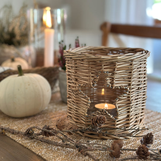 Kerzenhalter Windlicht "Stern" Rattan Natur 14cm