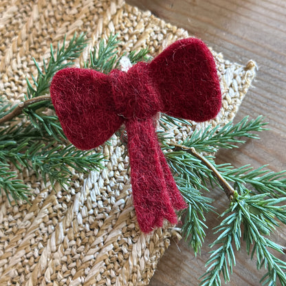 Anhänger Mini Schleifen "Lys & Rød" Filz Weiß Rot 2er Set