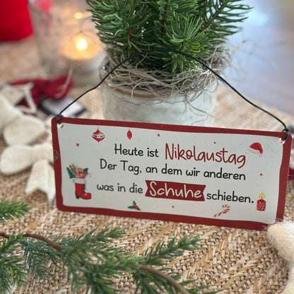 Schild "Nikolaustag" Metall Aufhänger