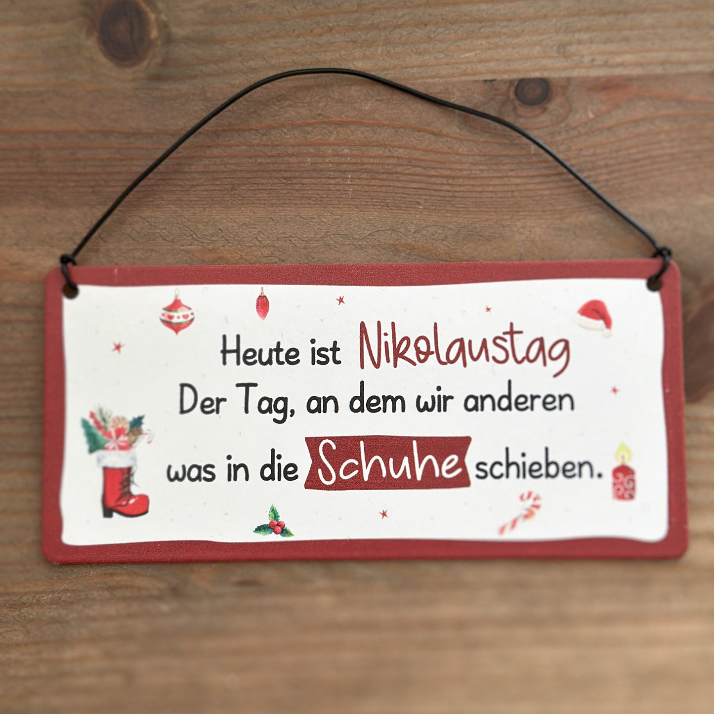 Schild "Nikolaustag" Metall Aufhänger