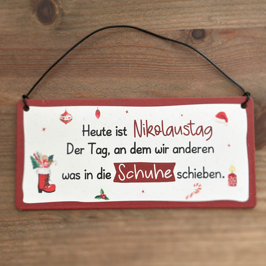 Schild "Nikolaustag" Metall Aufhänger