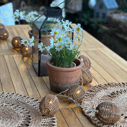 Außen-Lichterkette mit Timer aus Polyrattan, 180 cm, von Wohnen auf dem Land, ideal für Naturdeko im Außenbereich