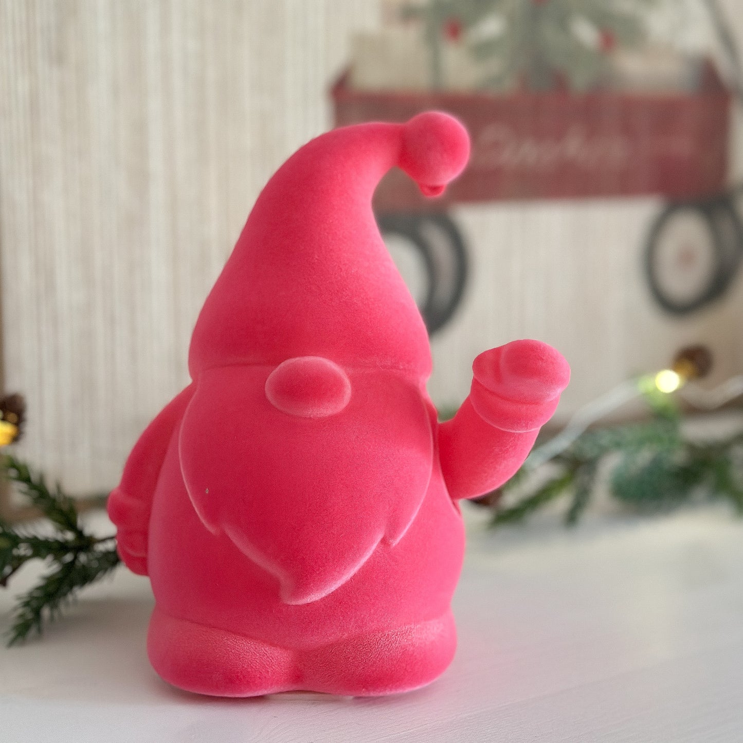 Deko Wichtel "Winke Waltraut" Beflockt Pink