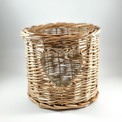 Kerzenhalter Windlicht "Herz" Rattan 12cm