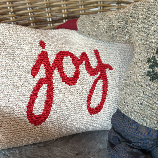 Deko Kissen "Joy“ beige rot 50x30cm
