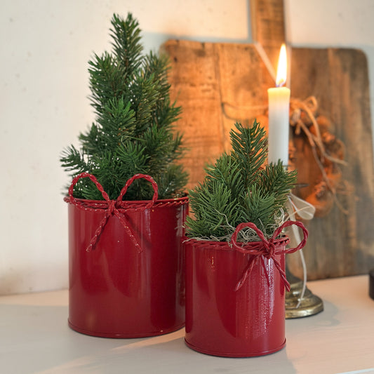 Dose Topf "Schleifen-Duo" mit Schleife Metall Rot 2er Set
