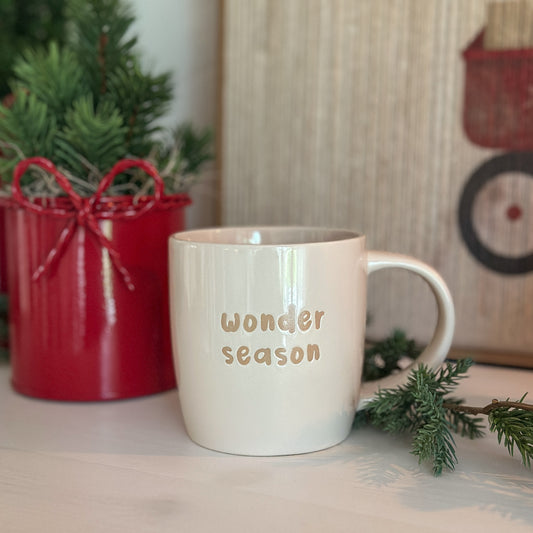 Tasse Mug "Wonder Season" Keramik glasiert Creme 300ml