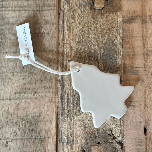 Aufhänger Deko Tannenbaum "Lykke" Keramik grau beige