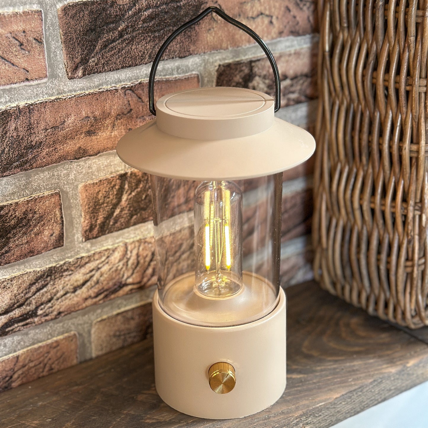 Tischleuchte LED "Lantern" Retro Sand - Wohnen auf dem Land