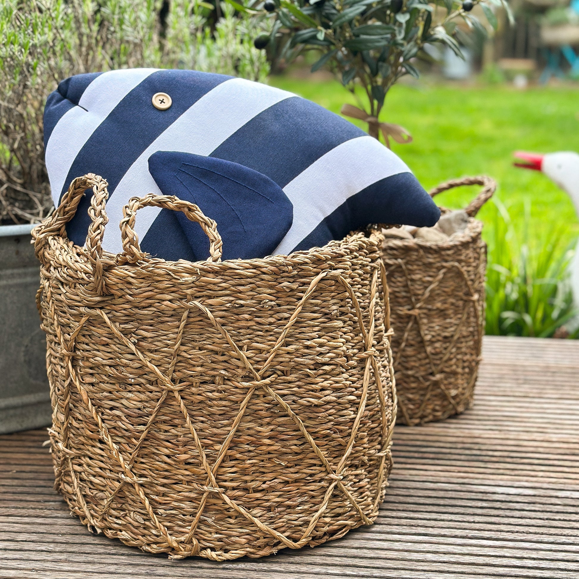 Naturfarbener Seegras-Korb "Krabi" von Wohnen auf dem Land, 3er Set in verschiedenen Größen, handgefertigter Aufbewahrungskorb