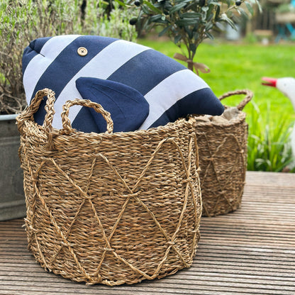 Naturfarbener Seegras-Korb "Krabi" von Wohnen auf dem Land, 3er Set in verschiedenen Größen, handgefertigter Aufbewahrungskorb