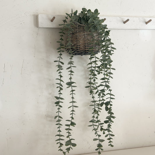 Künstliche Eukalyptus im 50cm Rattan-Hängekorb, grüne Kunstpflanze für natürliche Dekoration, von Wohnen auf dem Land