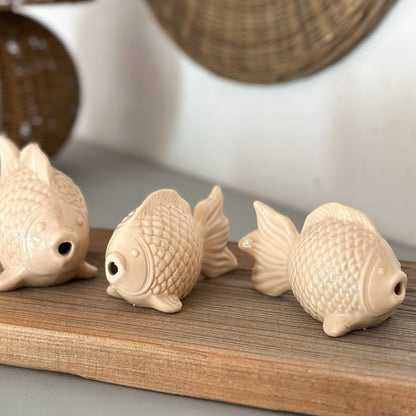 Kleine Dekofigur Fisch "Glee" Natur von Wohnen auf dem Land, 10,7 cm, detailreiche Dekorationsfigur aus Keramik