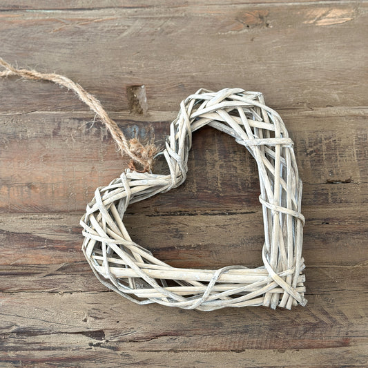 Herz Weide Grau am Juteband 20cm