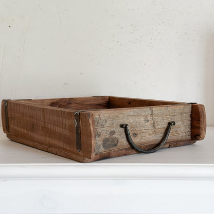 Schublade Doppel Ziegelform "Brick Duo" Holz Vintage Braun