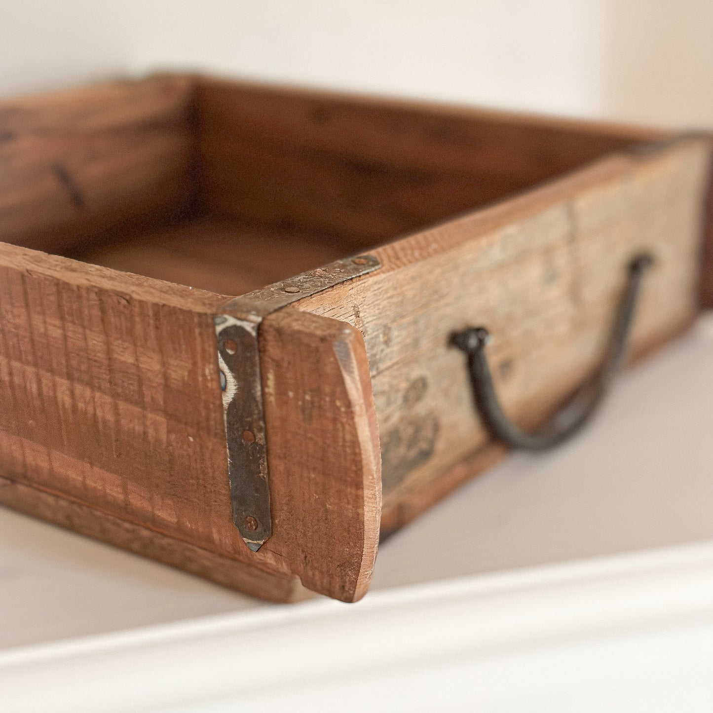 Schublade Doppel Ziegelform "Brick Duo" Holz Vintage Braun