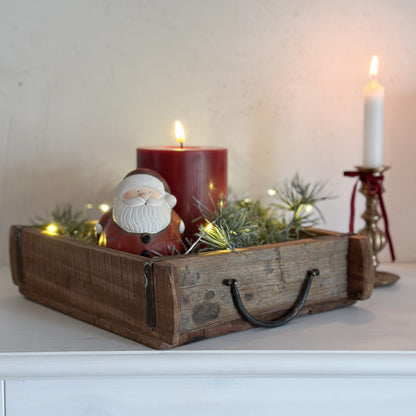 Deko Figur Weihnachtsmann "Nikolaus" Keramik Rot Weiß 2 Größen