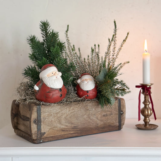 Deko Figur Weihnachtsmann "Nikolaus" Keramik Rot Weiß 2 Größen