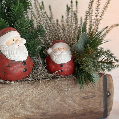 Deko Figur Weihnachtsmann "Nikolaus" Keramik Rot Weiß 2 Größen