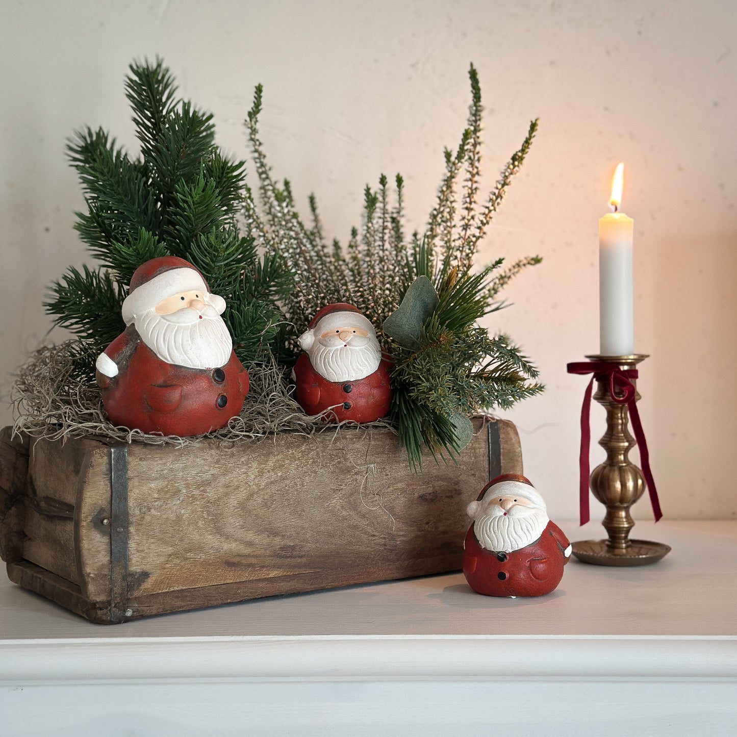 Deko Figur Weihnachtsmann "Nikolaus" Keramik Rot Weiß 2 Größen