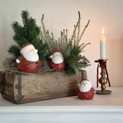 Deko Figur Weihnachtsmann "Nikolaus" Keramik Rot Weiß 2 Größen