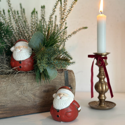 Deko Figur Weihnachtsmann "Nikolaus" Keramik Rot Weiß 2 Größen