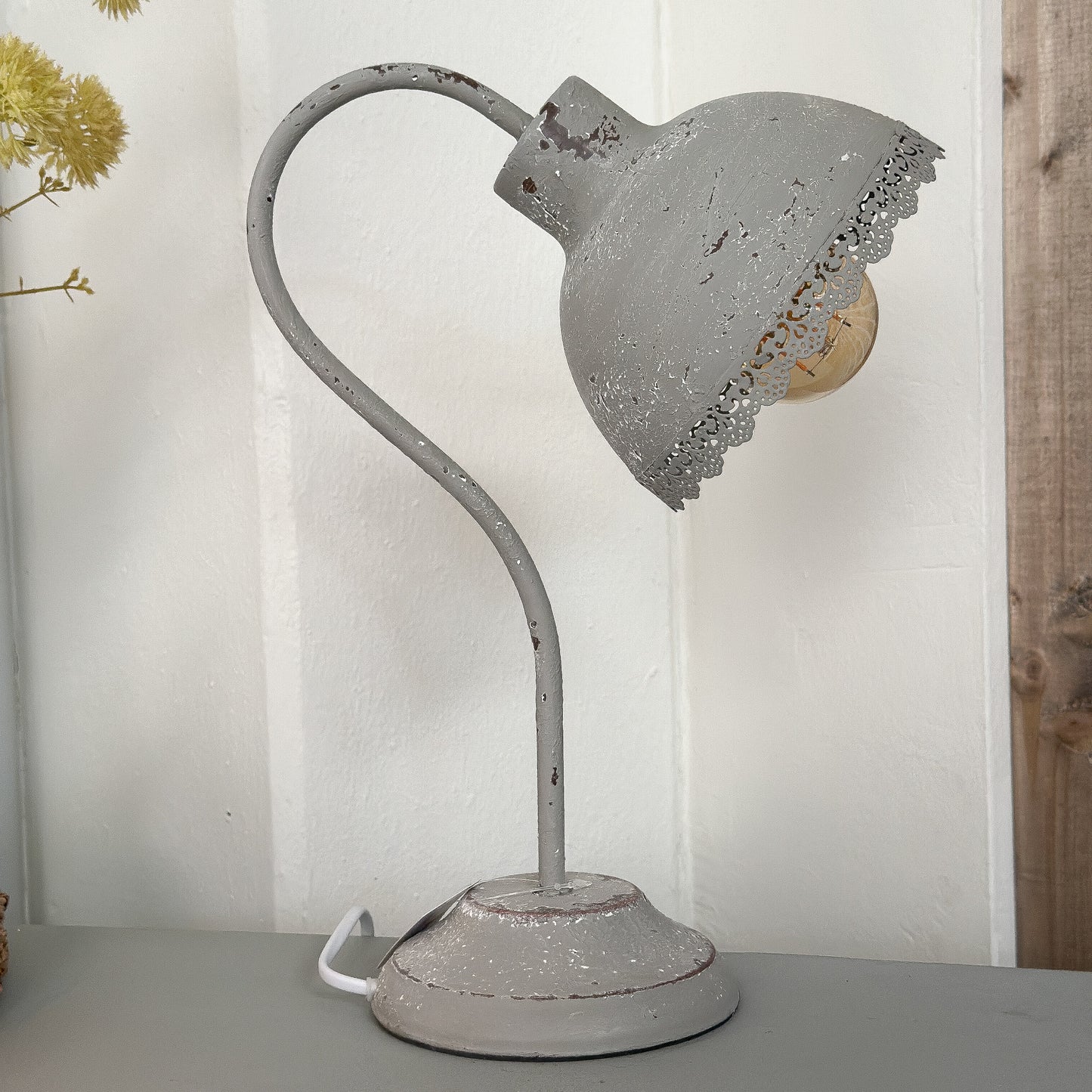 Tischlampe „Greta" Metall E27 Vintage Grau - Wohnen auf dem Land