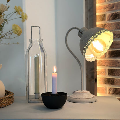Tischlampe „Greta" Metall E27 Vintage Grau - Wohnen auf dem Land
