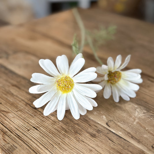 Blume Zweig "Daisy Dreams" künstlich 2 Blüten weiß 56cm - Wohnen auf dem Land