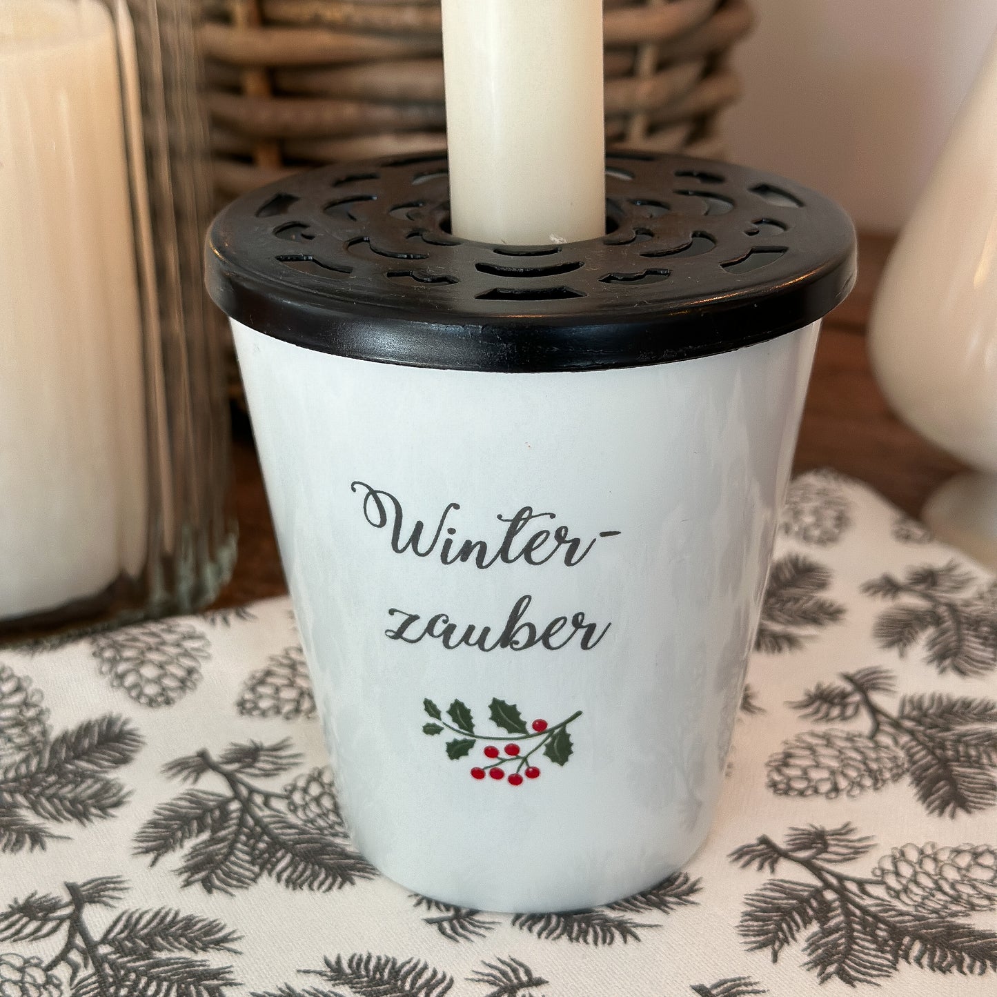 Becher Tasse Happy Mug "Winterzauber" Keramik Weiß