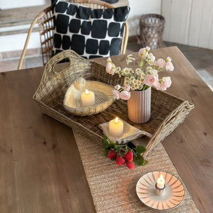 Tisch Tablett mit Griffen "Béatrice" Rattan 56cm - Wohnen auf dem Land