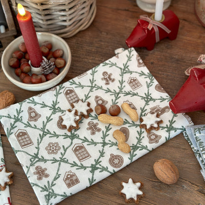 Geschirrtuch "Ginger Bread Diagonal" Lebkuchen Dekor Weiß