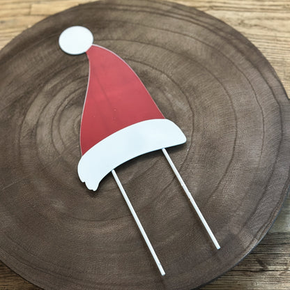 Pflanzenstecker Mütze "Niklas" Metall rot weiß 30cm