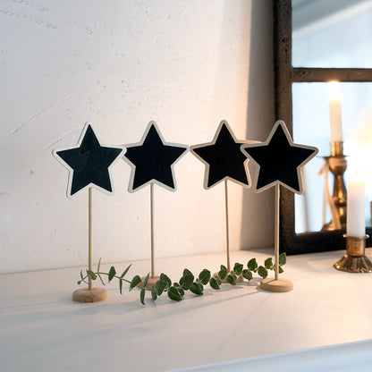 Aufsteller Namensschild zum Beschriften "Table Stars" Stern Holz Natur 4er Set