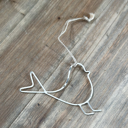Anhänger Vogel "Piep Blanc" Metall Vintage Weiß