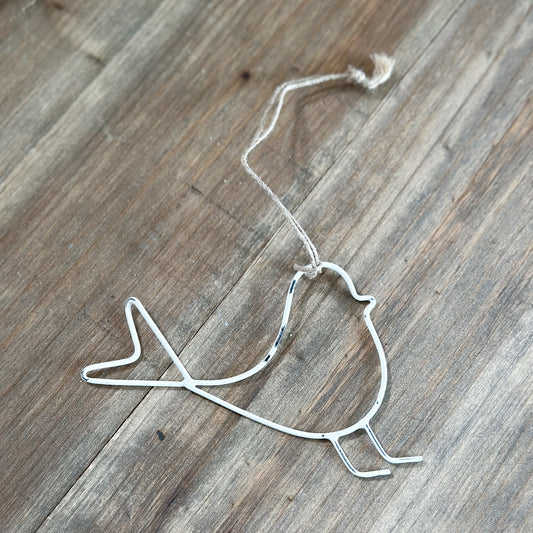 Anhänger Vogel "Piep Blanc" Metall Vintage Weiß