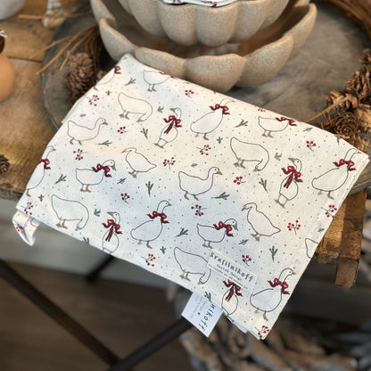 Geschirrtuch "Weihnachtsgans" Gans Dekor Weiß Grün