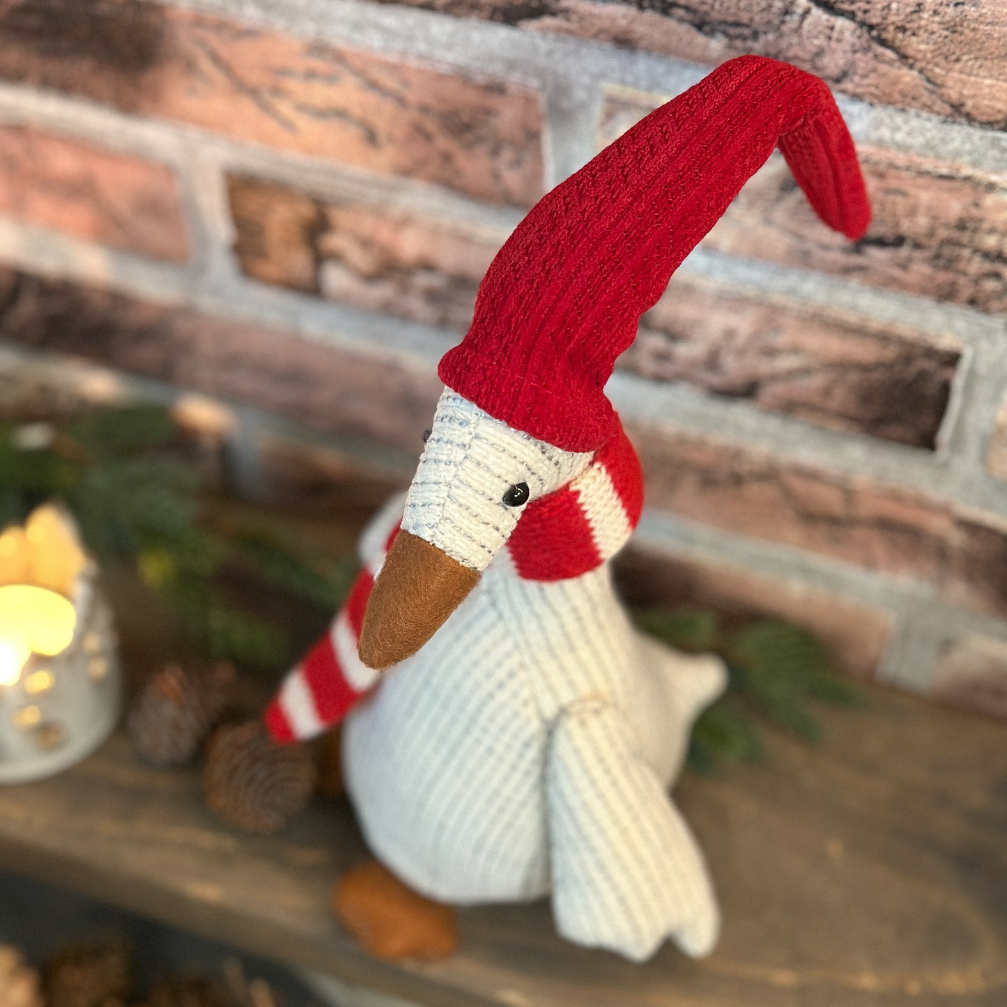 Deko Weihnachtsgans "Elke" Textil rot weiß 26cm