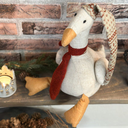 Deko Weihnachtsente Türstopper "Erwin & Gerda" Textil grün rot 26cm