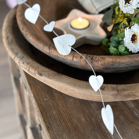 Girlande Herzen "Pure Love" Metall Vintage Weiß 180cm