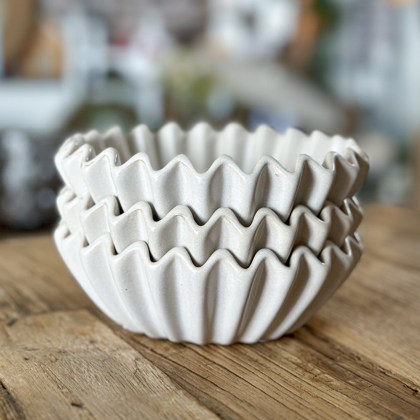 Deko Schale "Lys" Wellenform Keramik Cremeweiß 15cm