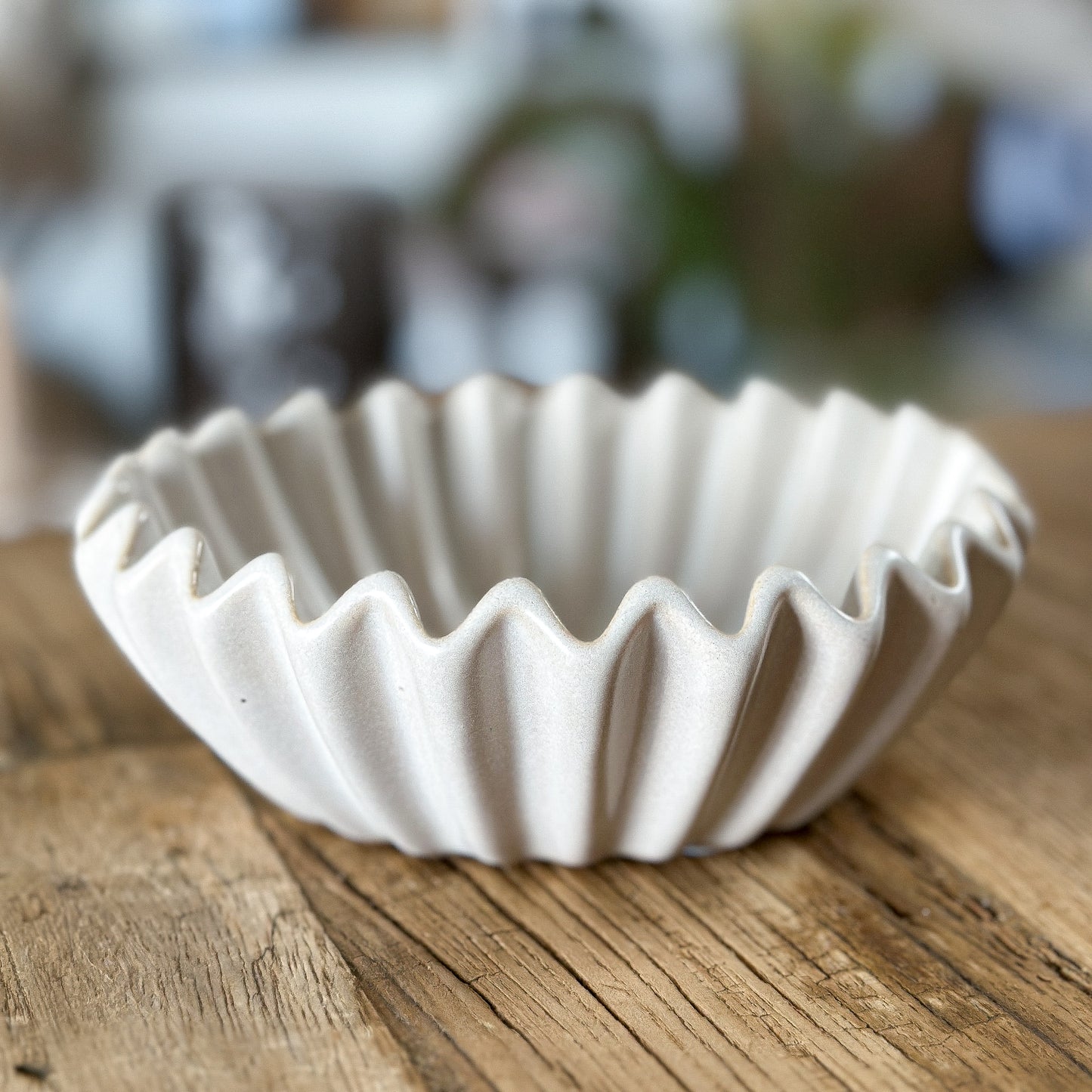 Deko Schale "Lys" Wellenform Keramik Cremeweiß 15cm