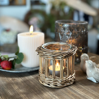 Kerzenhalter Windlicht "Boho" Rattan 9cm