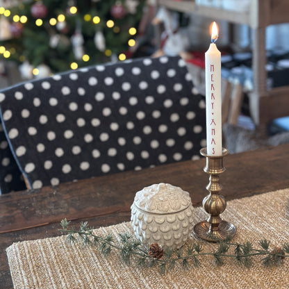 Stabkerze "Merry XMAS" Weiß Rot 190x22 - Wohnen auf dem Land