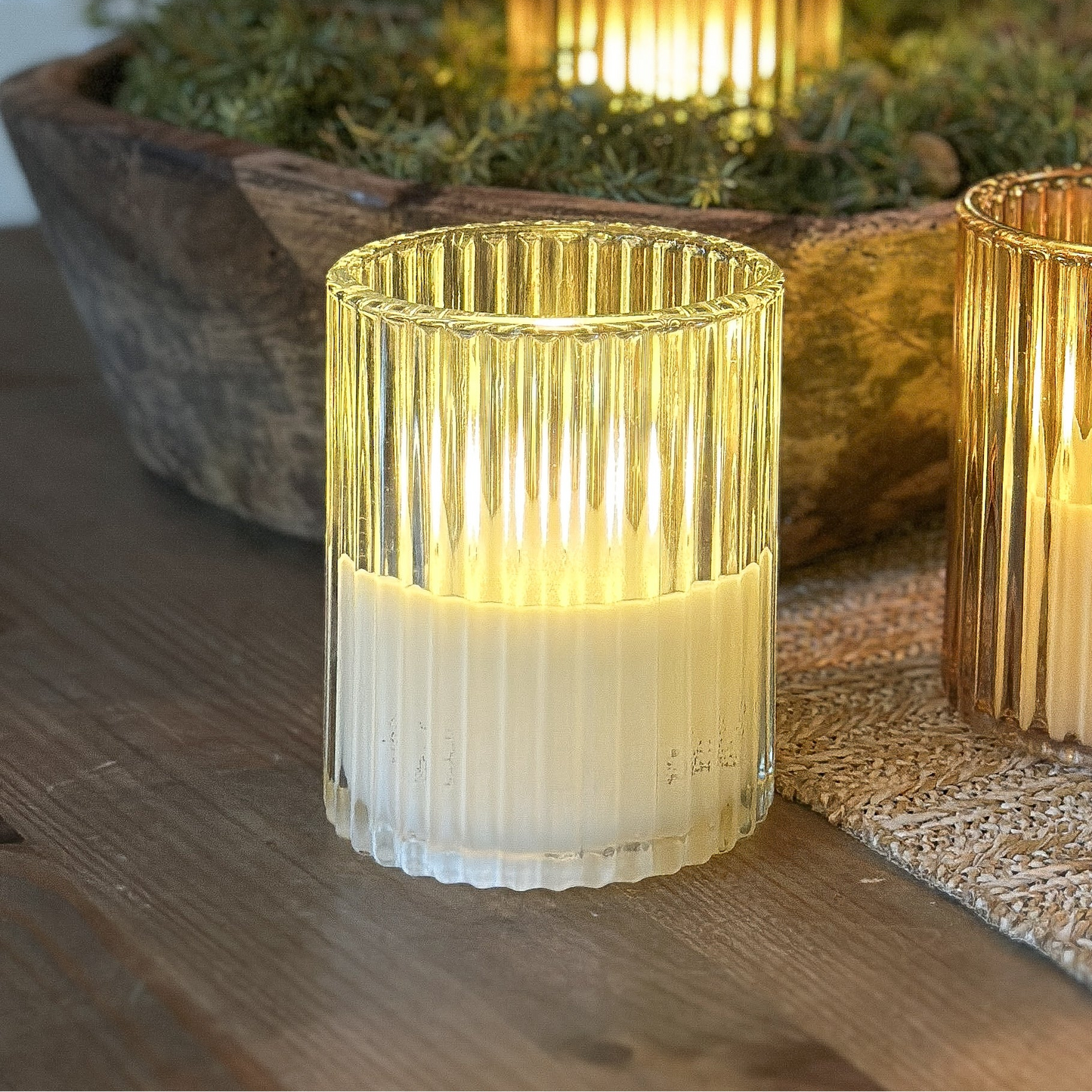 LED Kerze im Glas "Aurora Clear" 11cm Klar 1 oder 2er Set - Wohnen auf dem Land