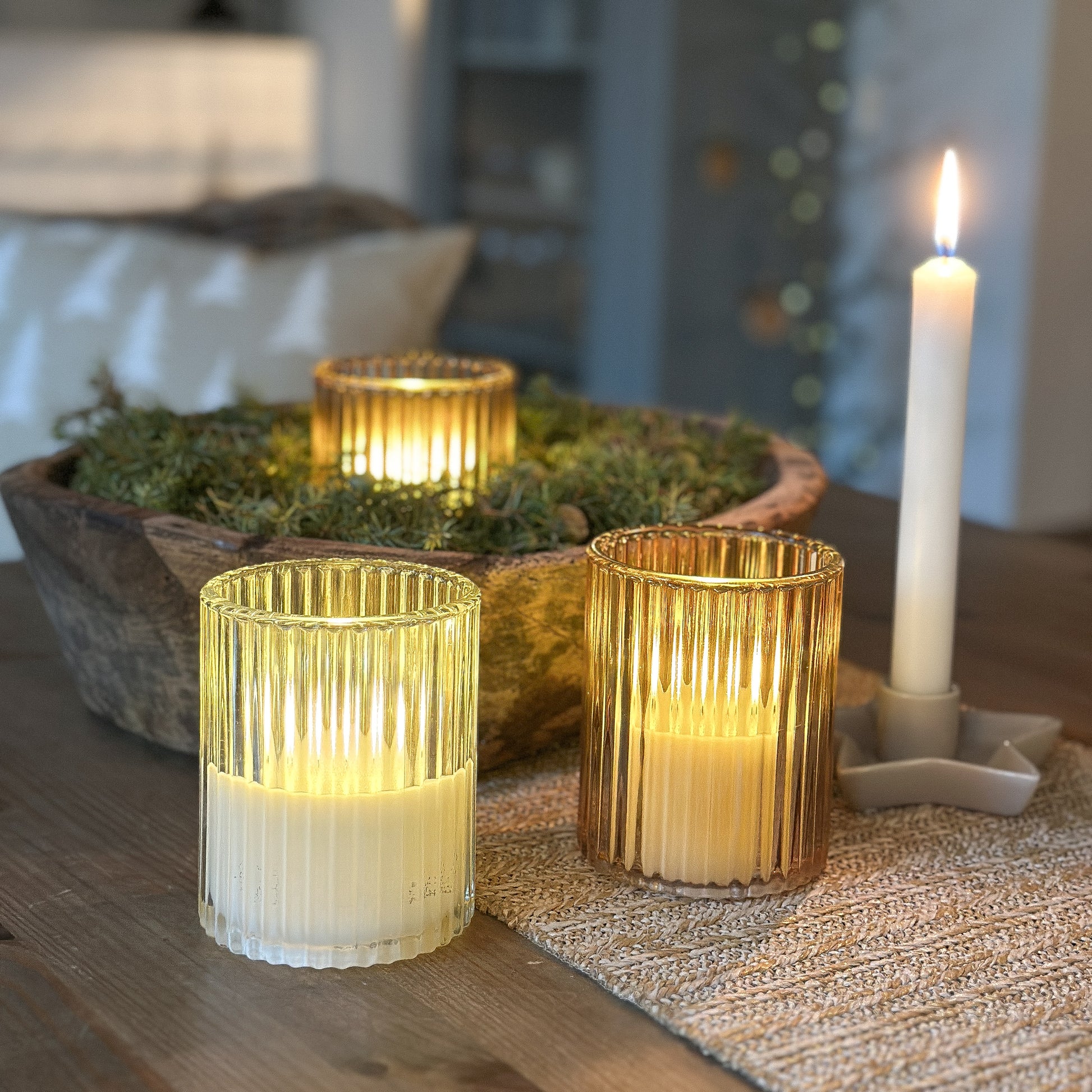 LED Kerze im Glas "Aurora Amber" 11cm Braun 1 oder 2er Set - Wohnen auf dem Land